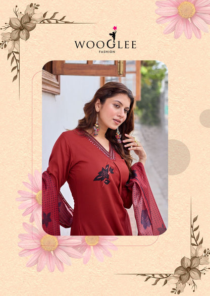 Vasudha Wooglee Rayon Readymade Plazzo Style Suits Supplier
