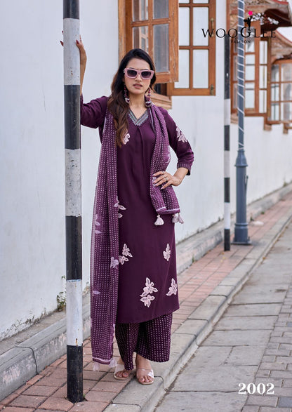 Vasudha Wooglee Rayon Readymade Plazzo Style Suits Supplier
