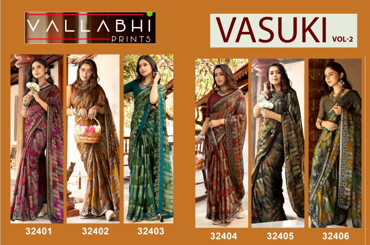 Vasuki Vol 2 Vallabhi Prints Georgette Sarees Wholesaler Ahmedabad