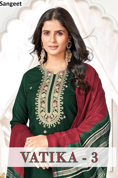 Vatika 3 Sangeet Heavy Rayon Readymade Suits Wholesaler India