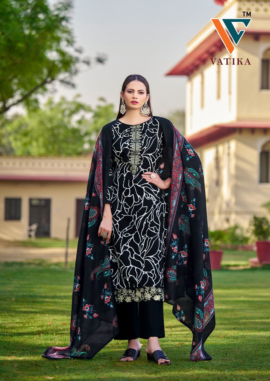 Vatika Vol 1 Cotton Patch Work Vandana Creation Karachi Salwar Suits Wholesaler Gujarat