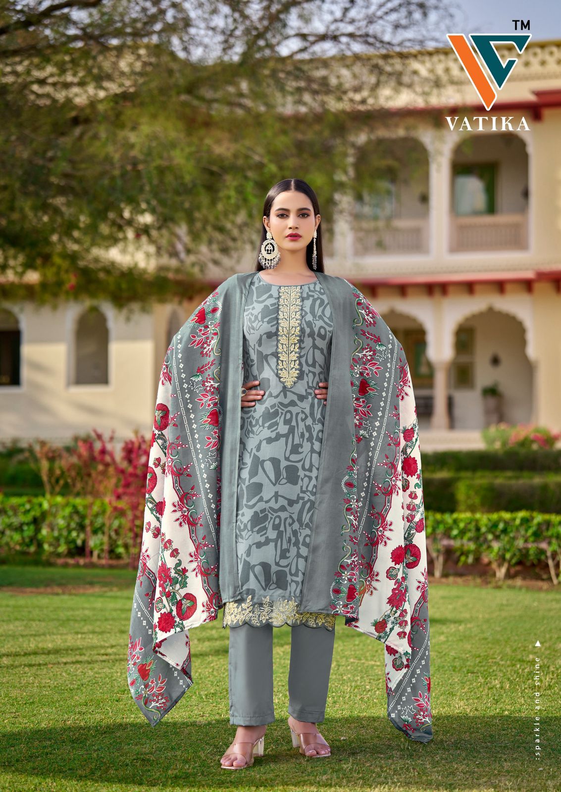 Vatika Vol 1 Cotton Patch Work Vandana Creation Karachi Salwar Suits Wholesaler Gujarat