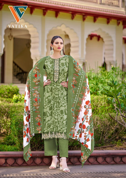 Vatika Vol 1 Cotton Patch Work Vandana Creation Karachi Salwar Suits Wholesaler Gujarat