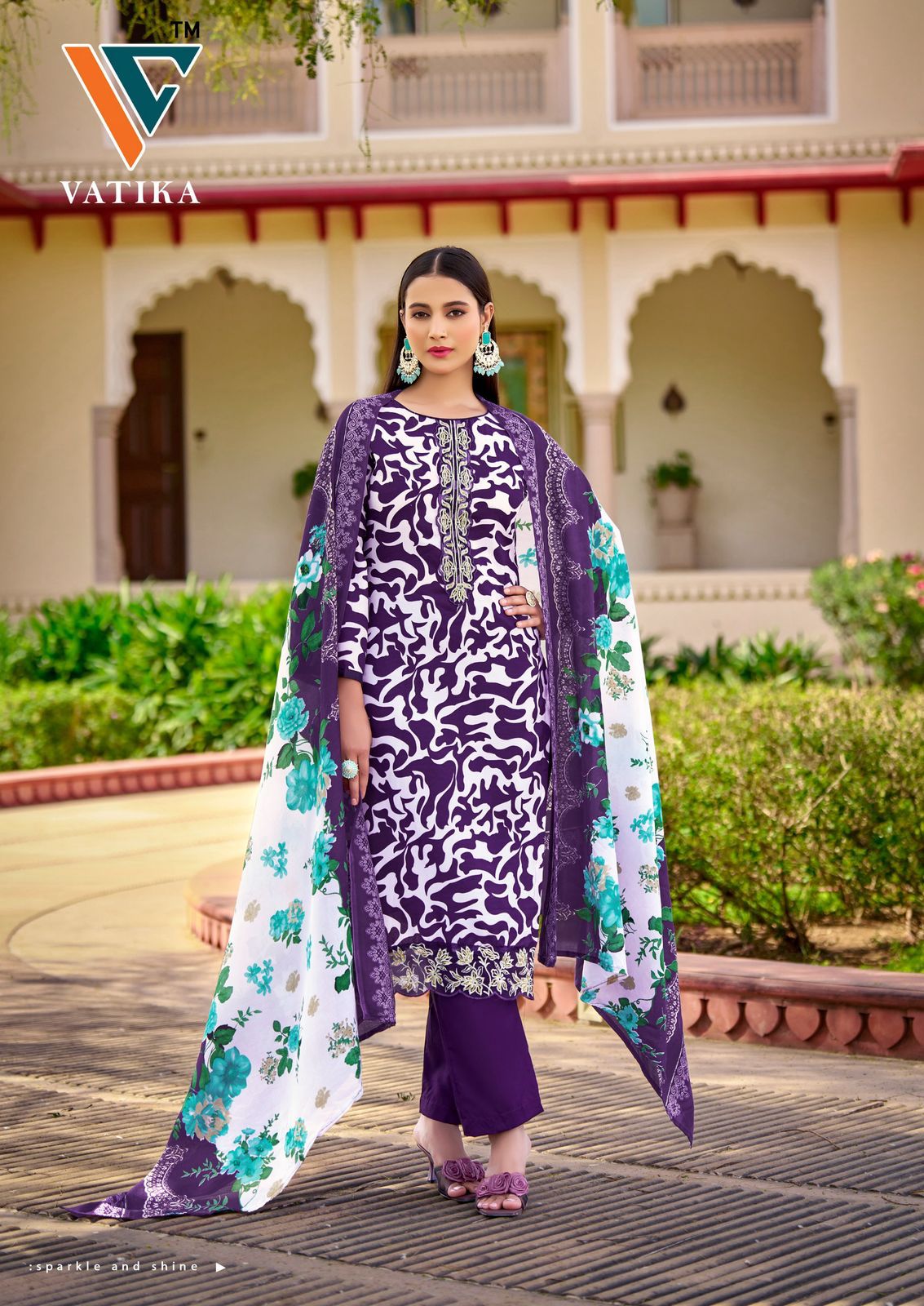 Vatika Vol 1 Cotton Patch Work Vandana Creation Karachi Salwar Suits Wholesaler Gujarat