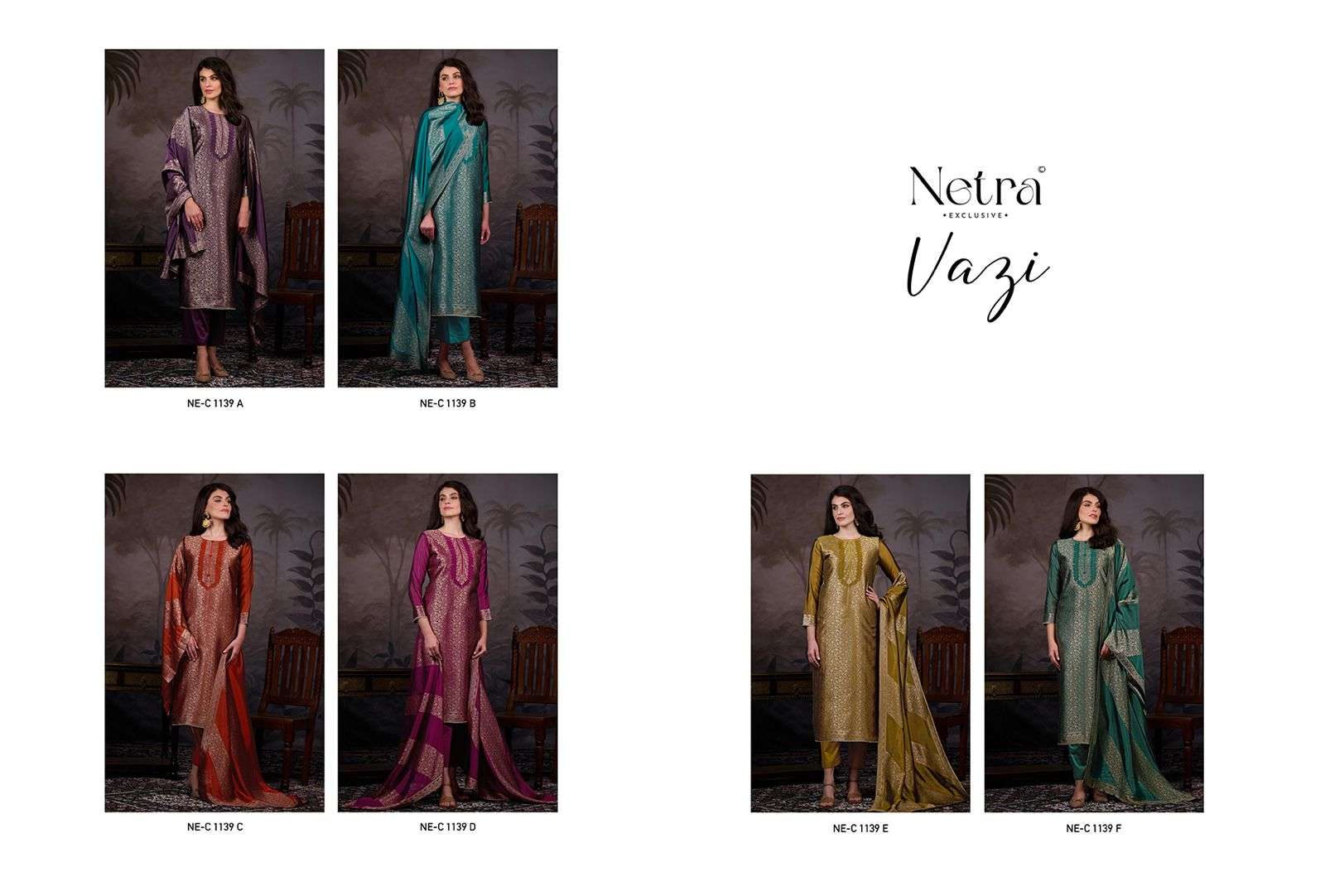Vazi Netra Woven Silk Pant Style Suits Manufacturer