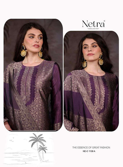 Vazi Netra Woven Silk Pant Style Suits Manufacturer