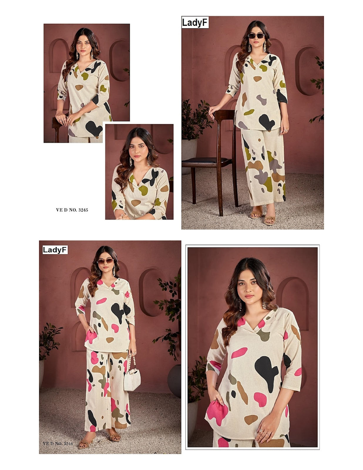 Ved No 3244-3245 Ladyf Cotton Co Ord Set Wholesale