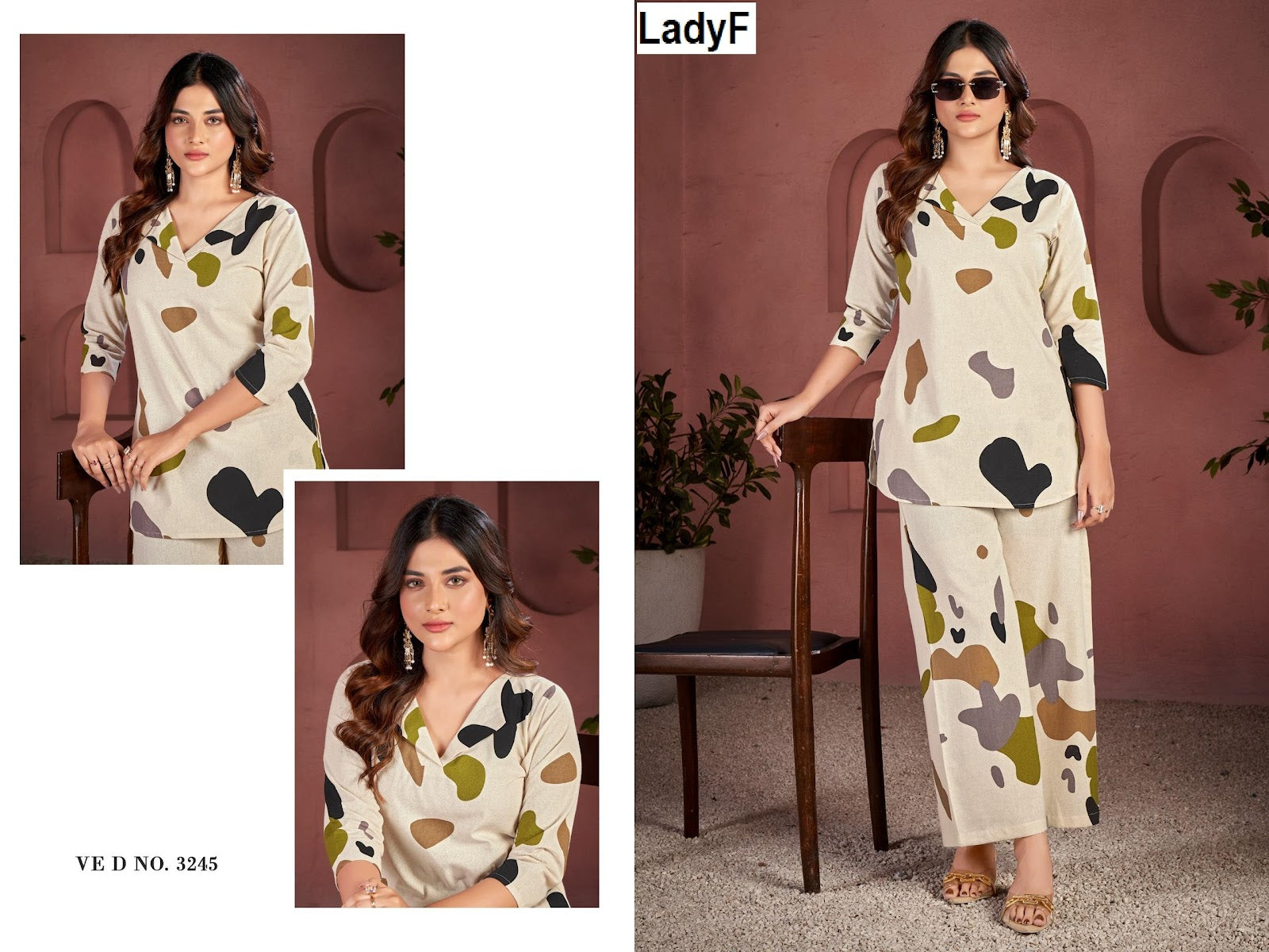 Ved No 3244-3245 Ladyf Cotton Co Ord Set Wholesale