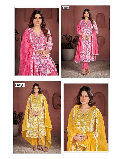 Ved No 3246-3247 Ladyf Cambric Cotton Readymade Anarkali Suits Wholesaler Ahmedabad