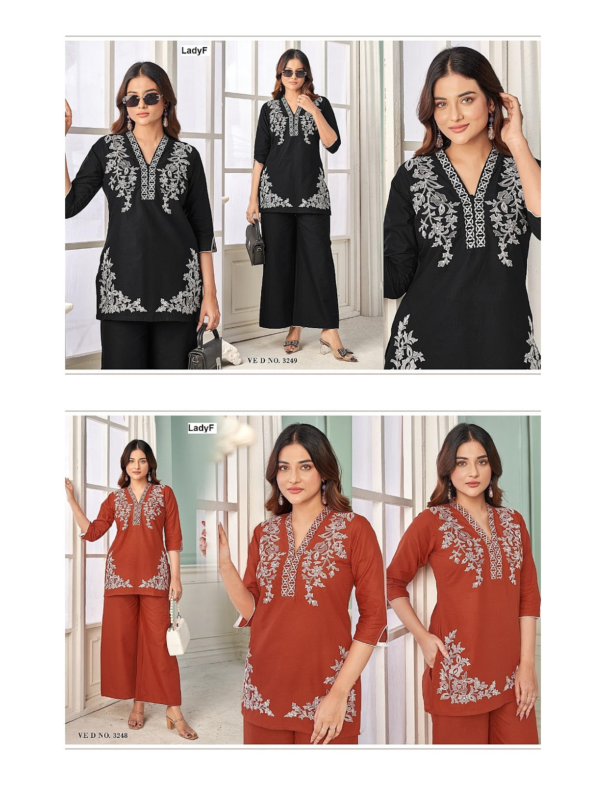 Ved No 3248-3249 Ladyf Cambric Cotton Co Ord Set Wholesale Price