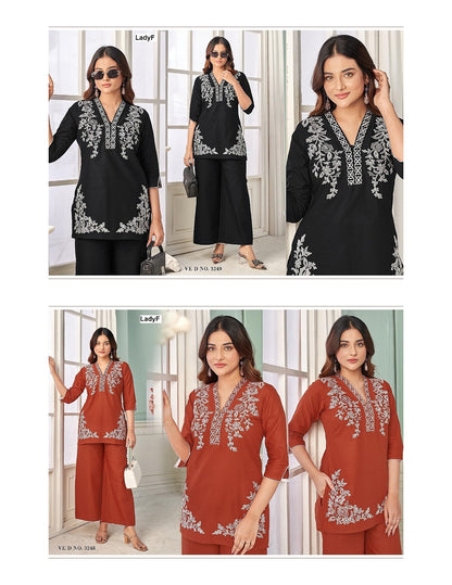 Ved No 3248-3249 Ladyf Cambric Cotton Co Ord Set Wholesale Price
