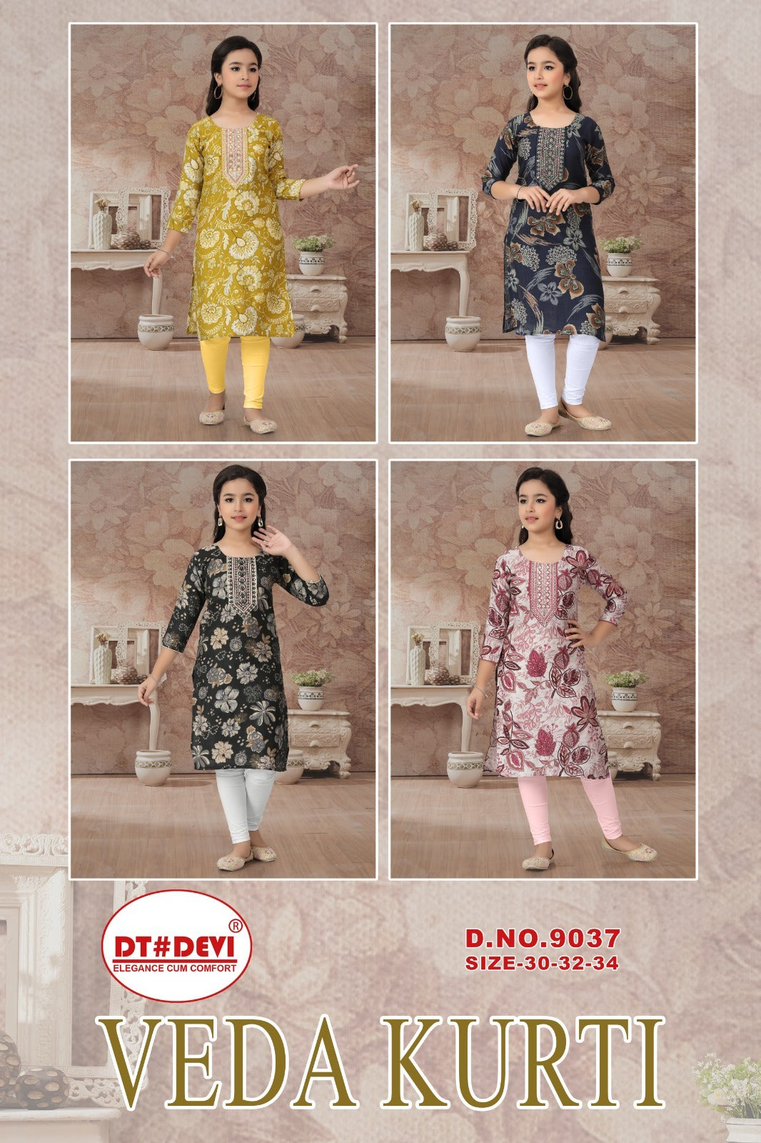 Veda Dn 9037 Dt Devi Vetican Girls Kurti Wholesale Price