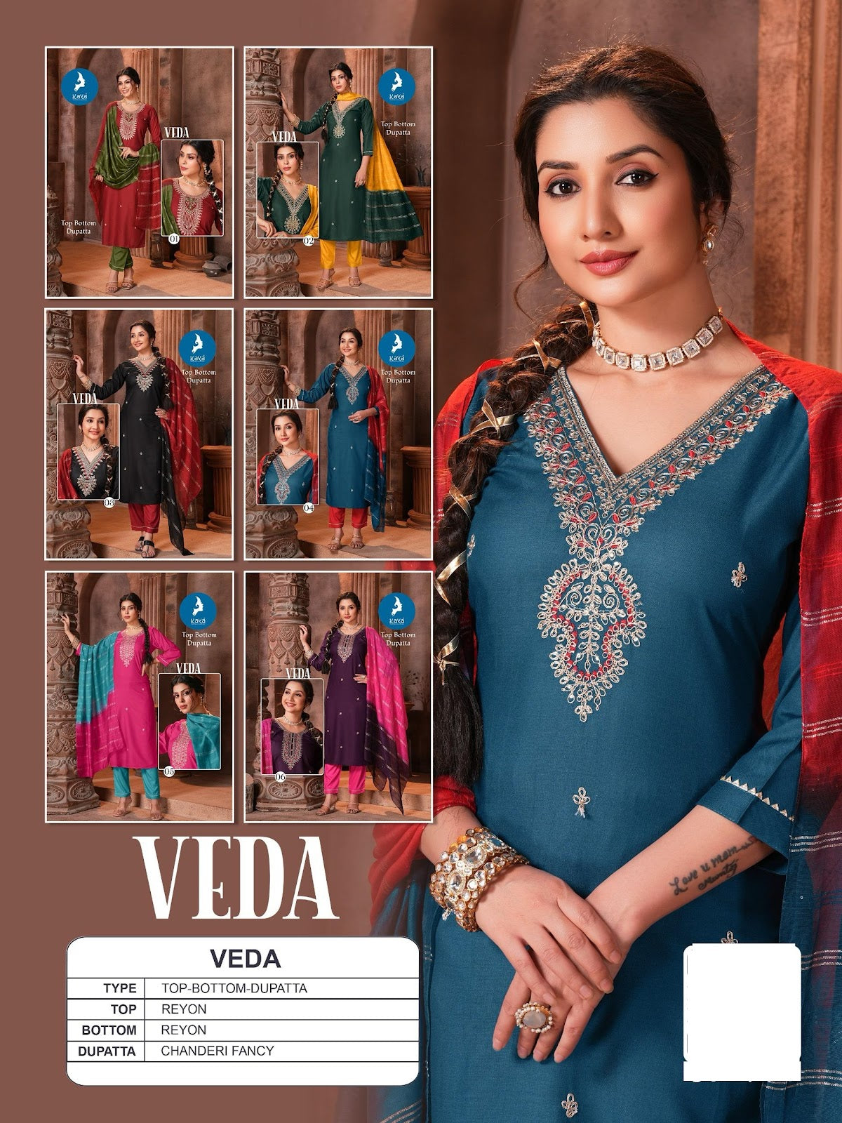 Veda Kaya Rayon Readymade Pant Style Suits Wholesale Price