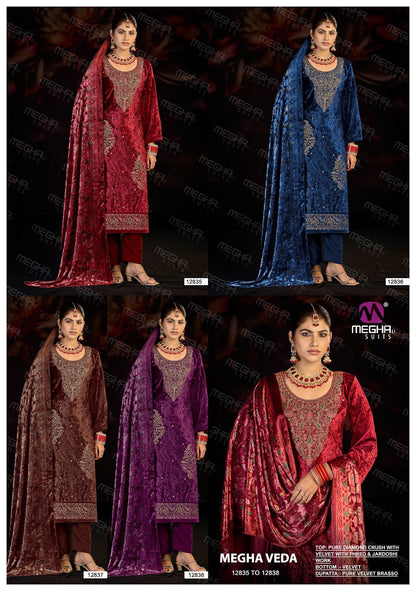 Veda Megha Crush Velvet Suits Exporter Gujarat