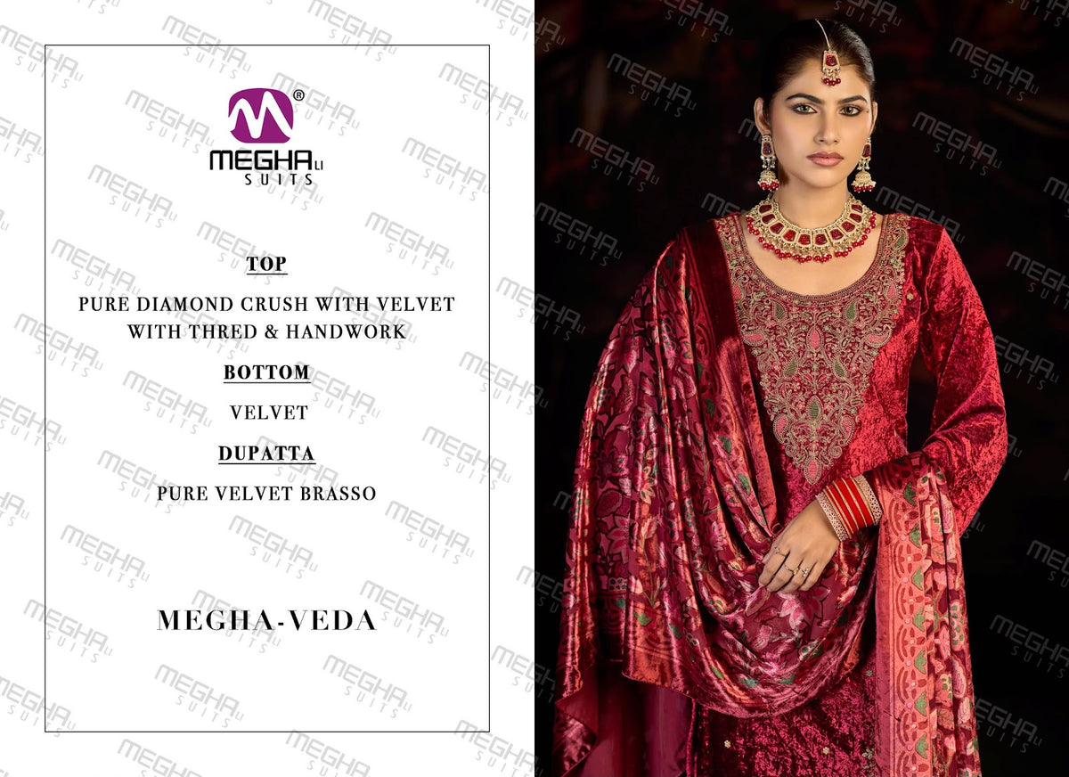 Veda Megha Crush Velvet Suits Exporter Gujarat