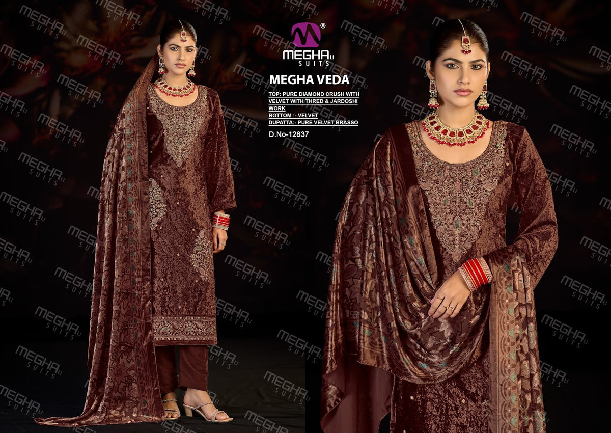 Veda Megha Crush Velvet Suits Exporter Gujarat