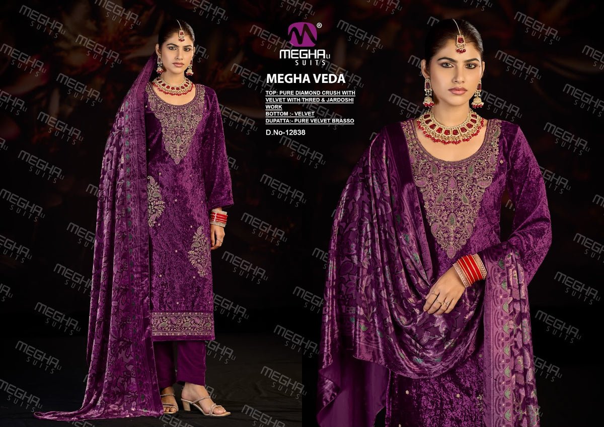 Veda Megha Crush Velvet Suits Exporter Gujarat