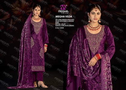 Veda Megha Crush Velvet Suits Exporter Gujarat