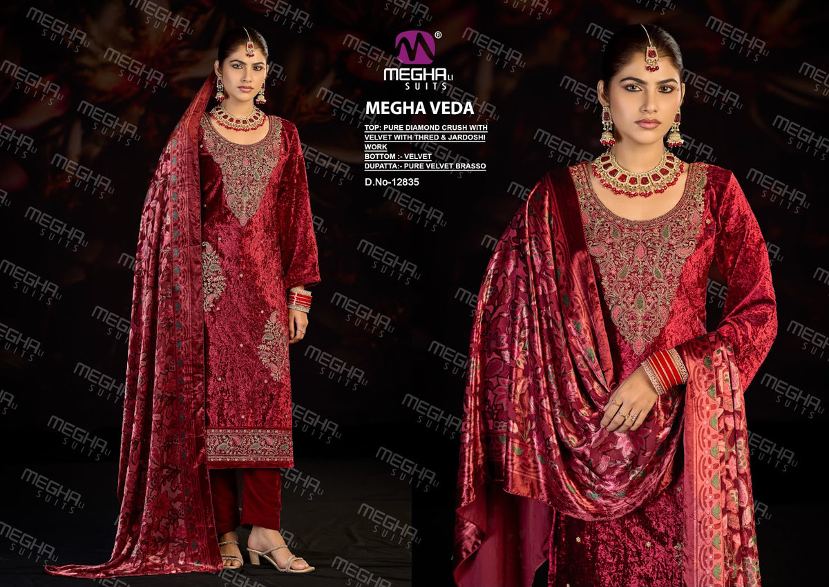 Veda Megha Crush Velvet Suits Exporter Gujarat