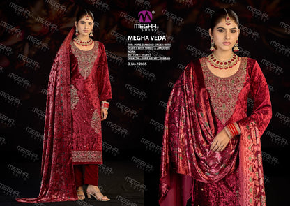 Veda Megha Crush Velvet Suits Exporter Gujarat