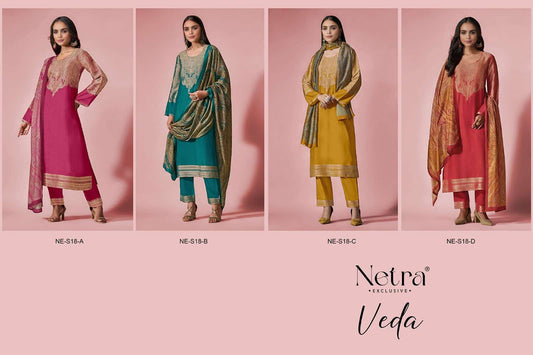 Veda Netra Pure Bemberg Pant Style Suits Supplier Ahmedabad