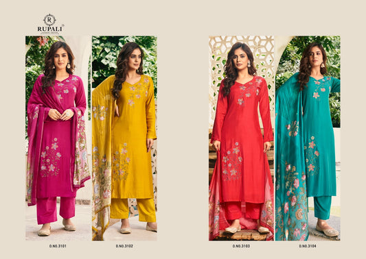 Veda Rupali Viscose Muslin Pant Style Suits Wholesale Price