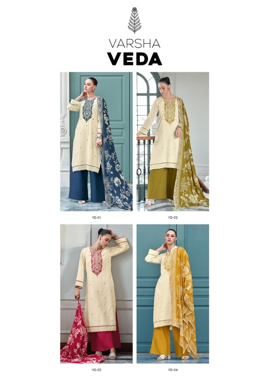 Veda Varsha Fashions Cotton Plazzo Style Suits