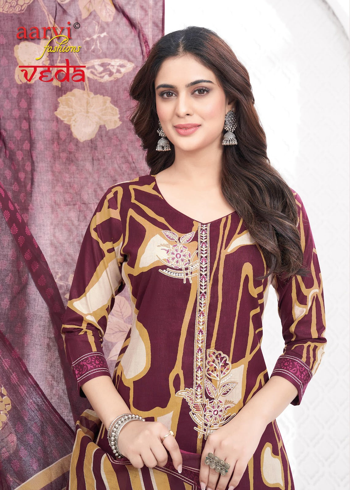 Veda Vol 1 Aarvi Fashions Readymade Cotton Pant Suits Supplier Gujarat