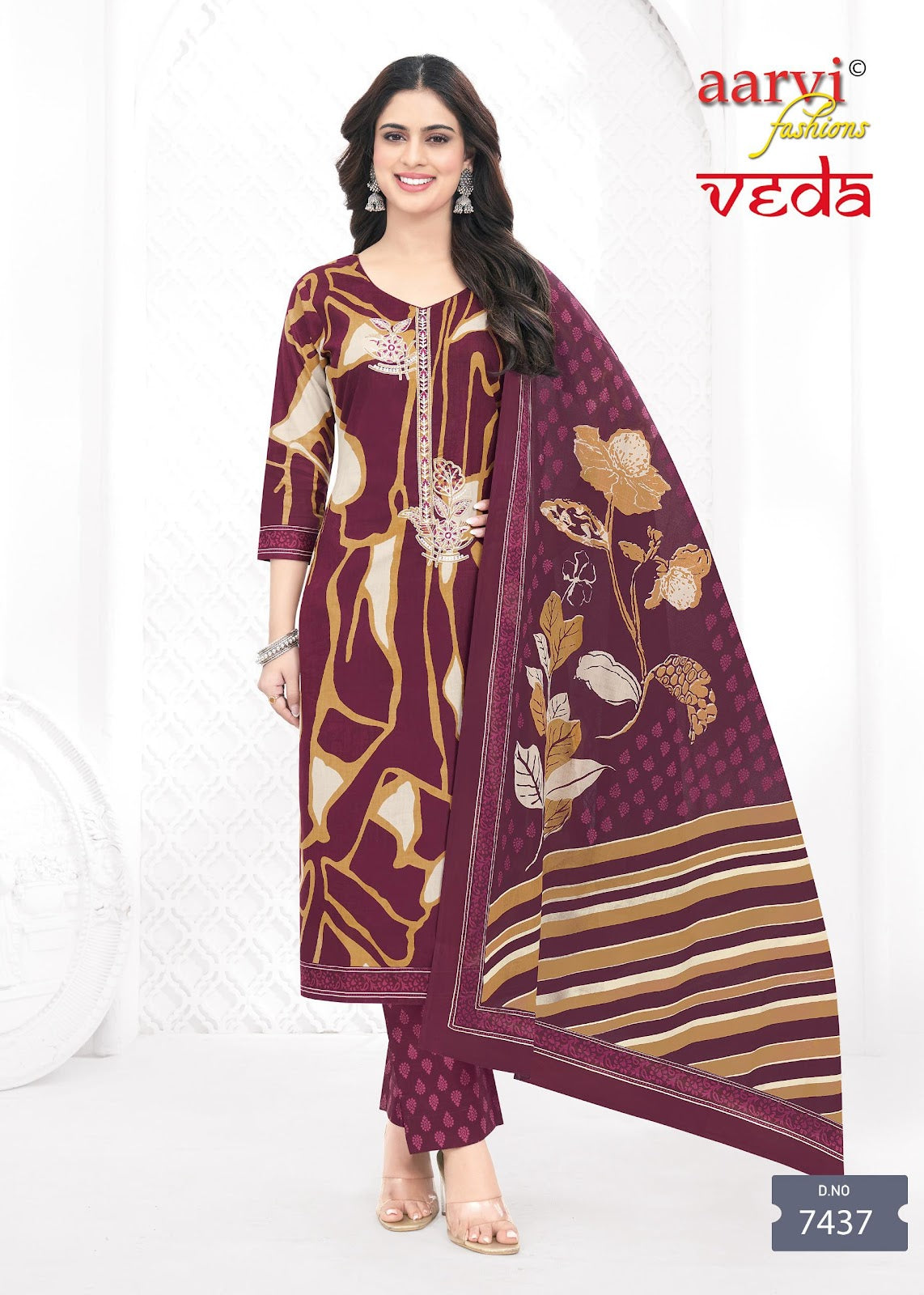 Veda Vol 1 Aarvi Fashions Readymade Cotton Pant Suits Supplier Gujarat