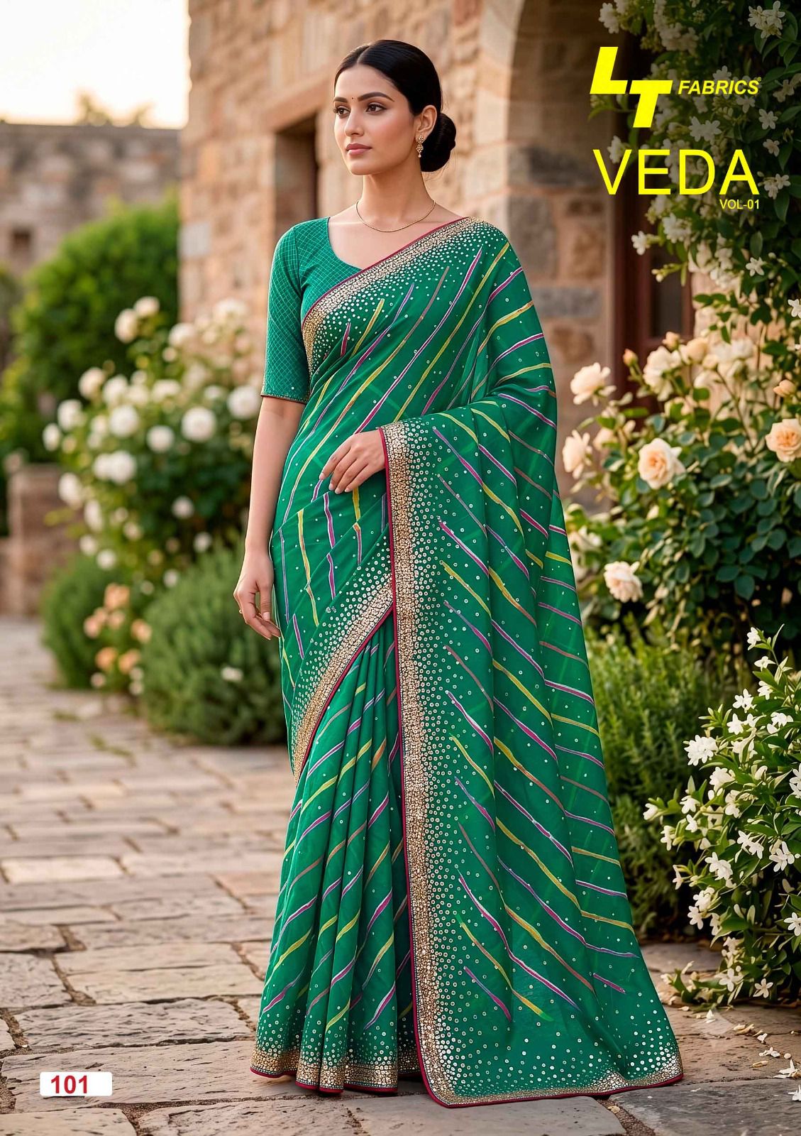 Veda Vol 1 Lt Fashion Dull Moss Sarees Manufacturer India