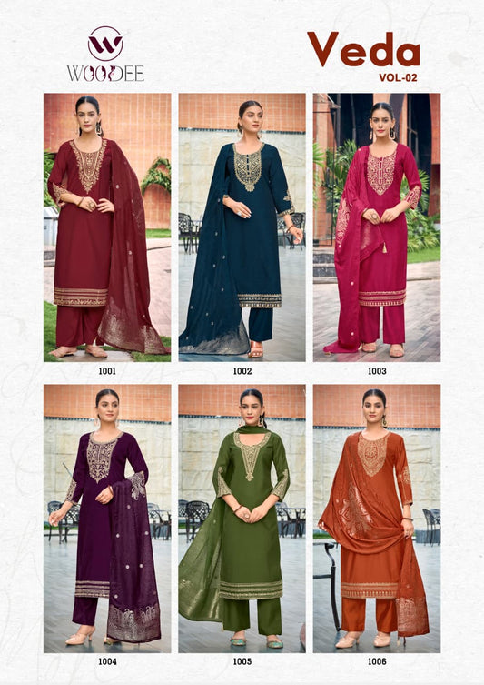 Veda Vol 2 Woodee Viscose Readymade Plazzo Style Suits Manufacturer Ahmedabad