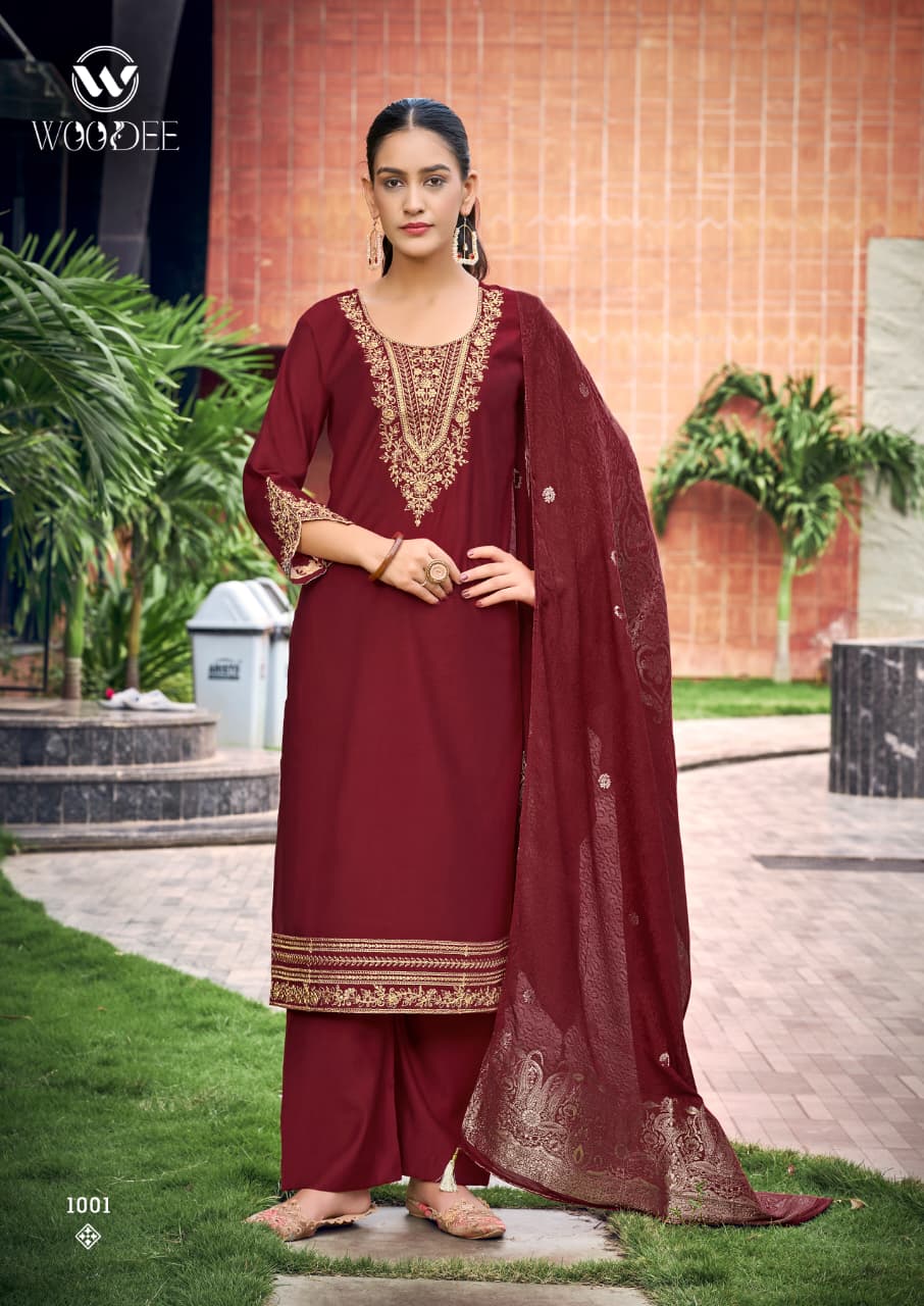 Veda Vol 2 Woodee Viscose Readymade Plazzo Style Suits Manufacturer Ahmedabad