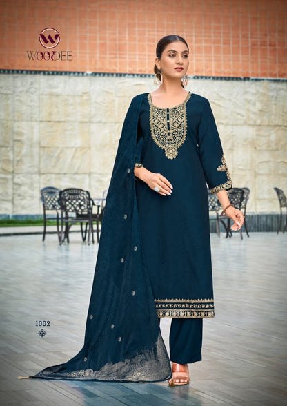 Veda Vol 2 Woodee Viscose Readymade Plazzo Style Suits Manufacturer Ahmedabad