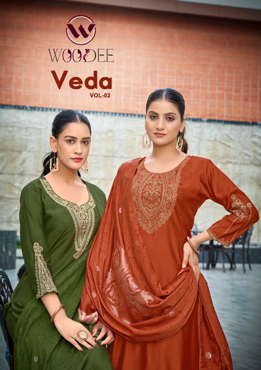 Veda Vol 2 Woodee Viscose Readymade Plazzo Style Suits Manufacturer Ahmedabad