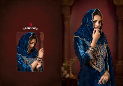 Vedahi Rangoon Viscose Readymade Velvet Suits Wholesale Price