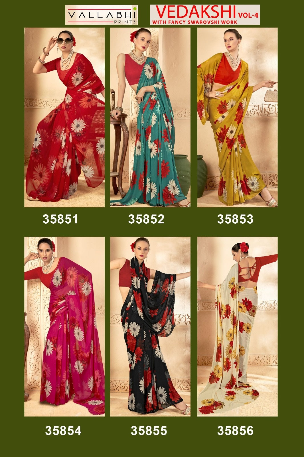 Vedakshi Vol 4 Vallabhi Prints Georgette Sarees Wholesaler Gujarat