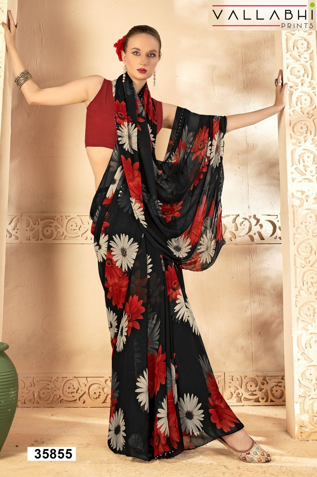 Vedakshi Vol 4 Vallabhi Prints Georgette Sarees Wholesaler Gujarat