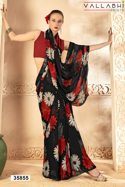 Vedakshi Vol 4 Vallabhi Prints Georgette Sarees Wholesaler Gujarat