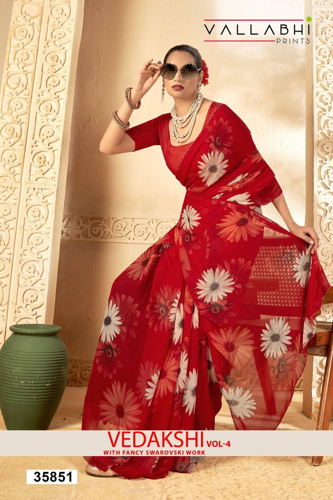 Vedakshi Vol 4 Vallabhi Prints Georgette Sarees Wholesaler Gujarat