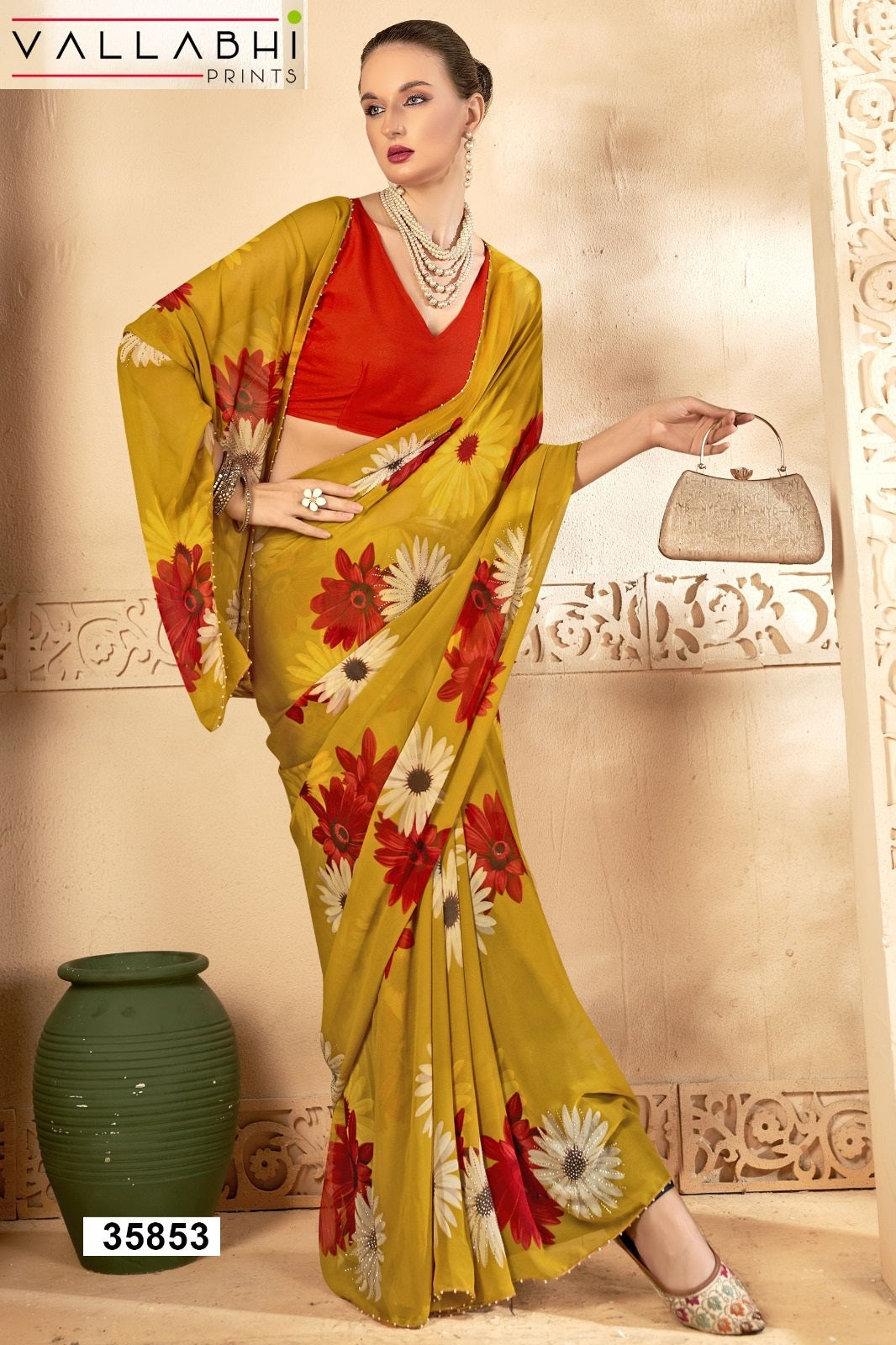 Vedakshi Vol 4 Vallabhi Prints Georgette Sarees Wholesaler Gujarat