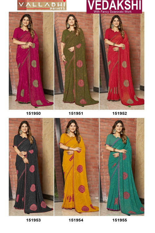 Vedakshi Vallabhi Prints Georgette Sarees Wholesaler India