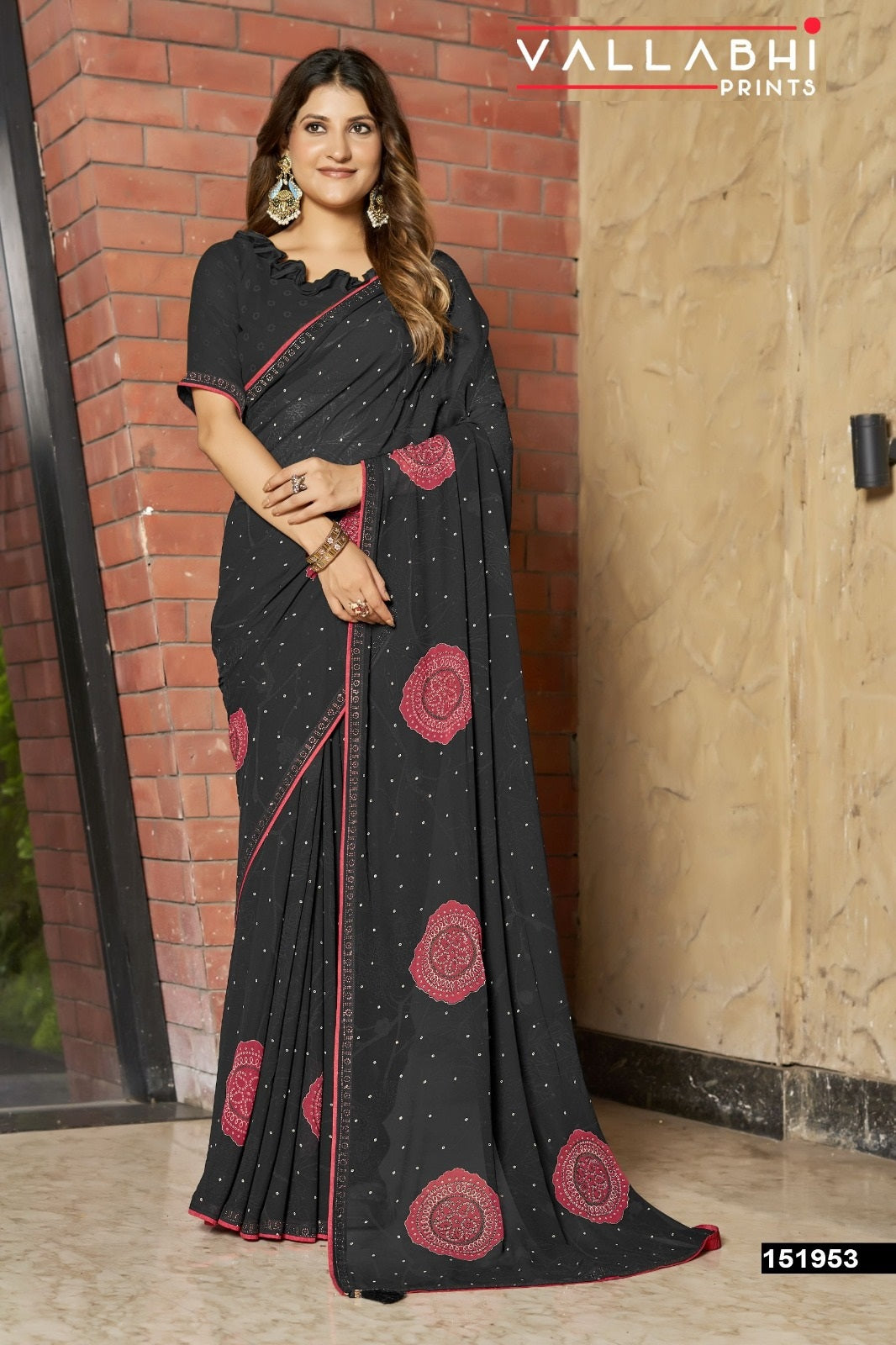 Vedakshi Vallabhi Prints Georgette Sarees Wholesaler India