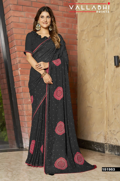 Vedakshi Vallabhi Prints Georgette Sarees Wholesaler India