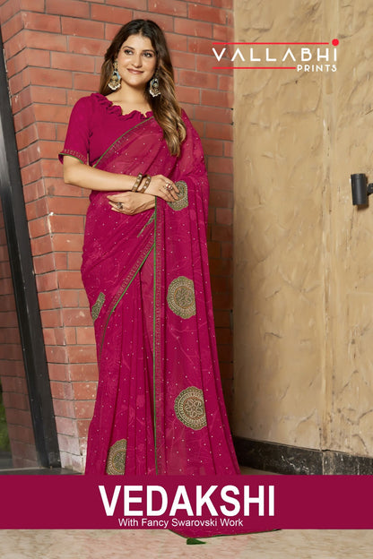 Vedakshi Vallabhi Prints Georgette Sarees Wholesaler India