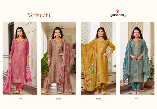 Vedanchi Rangoon Viscose Muslin Readymade Pant Style Suits Wholesaler Ahmedabad
