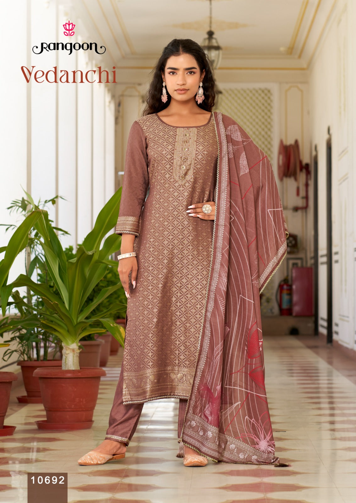 Vedanchi Rangoon Viscose Muslin Readymade Pant Style Suits Wholesaler Ahmedabad