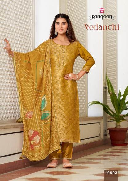 Vedanchi Rangoon Viscose Muslin Readymade Pant Style Suits Wholesaler Ahmedabad
