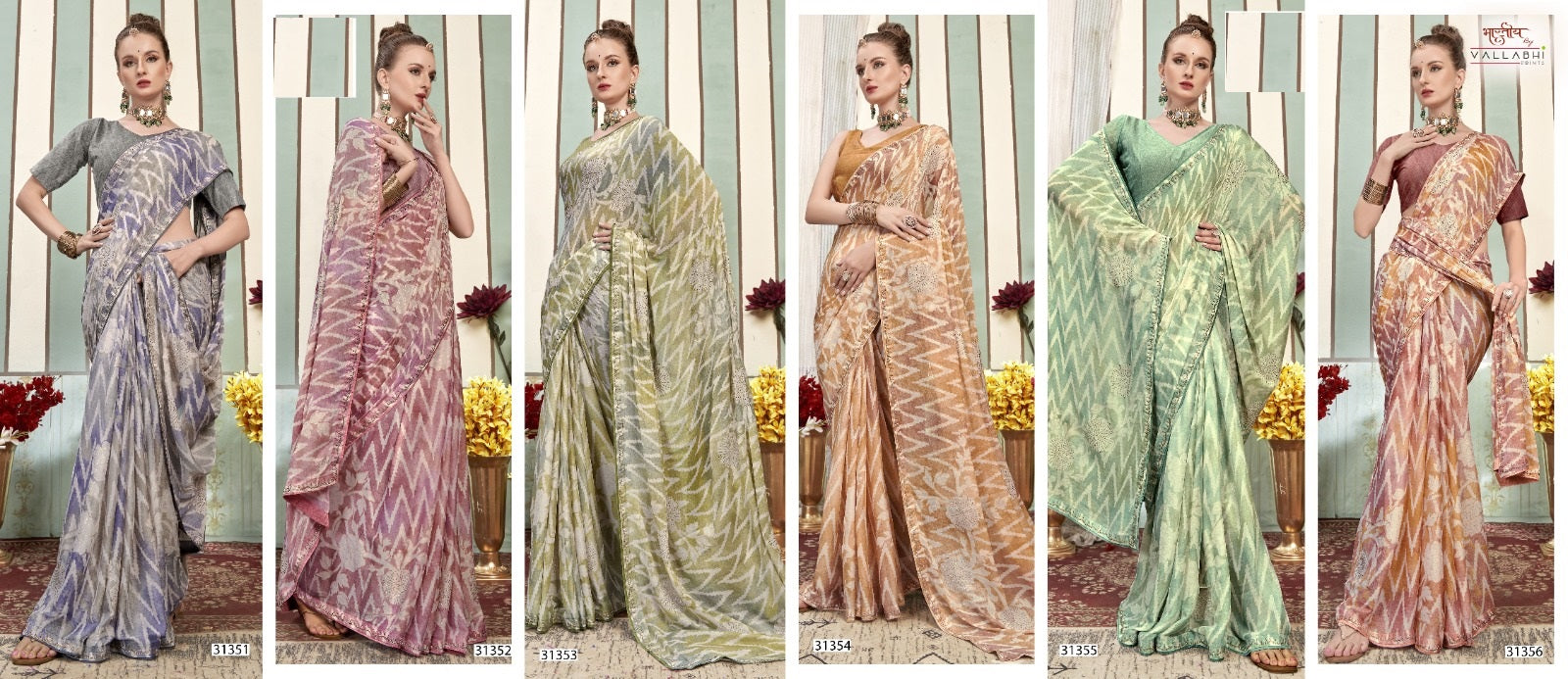 Vedangana Vallabhi Prints Georgette Sarees Supplier Gujarat