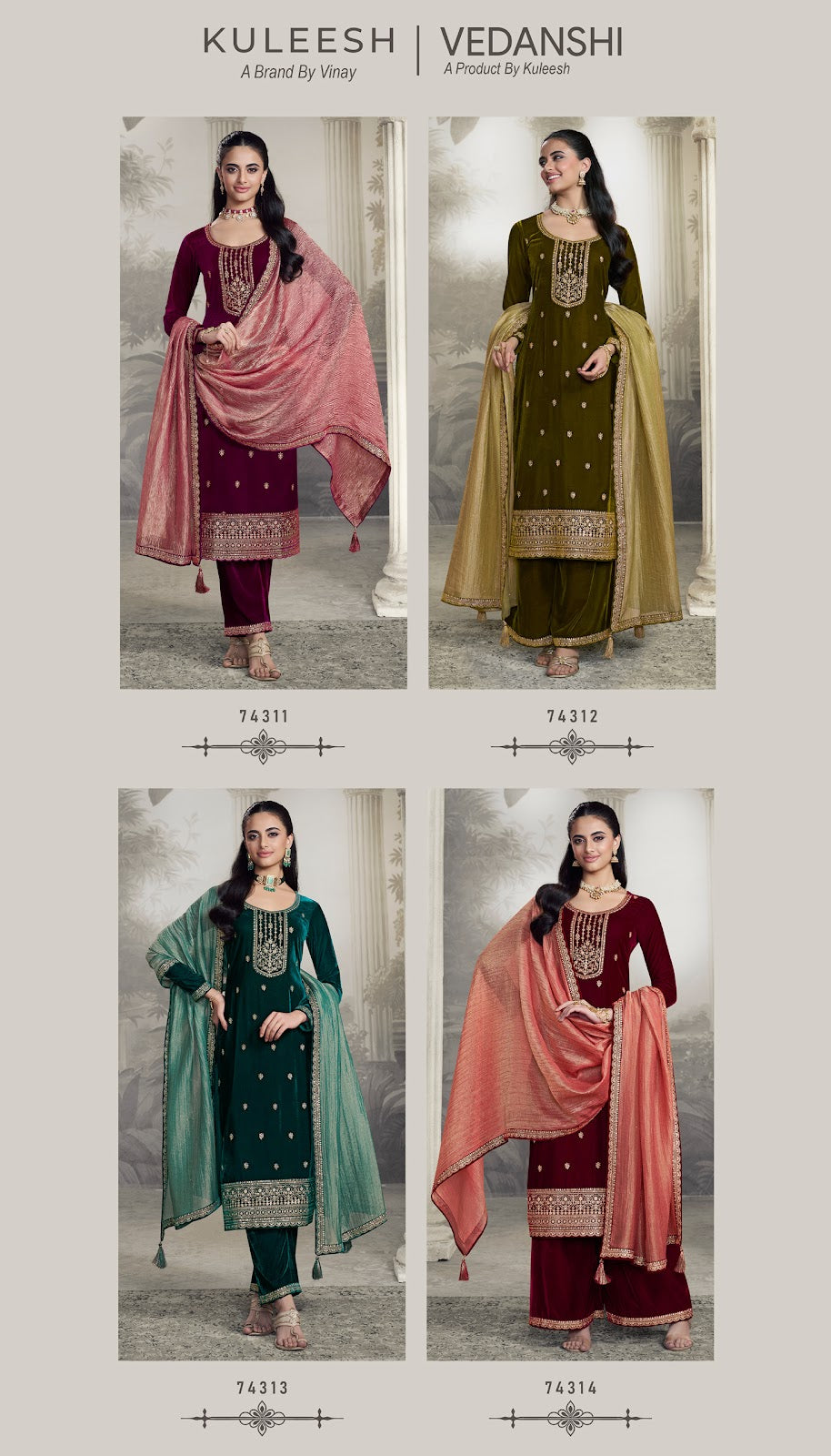 Vedanshi Vinay Fashion Llp Velvet Suits Wholesale Price