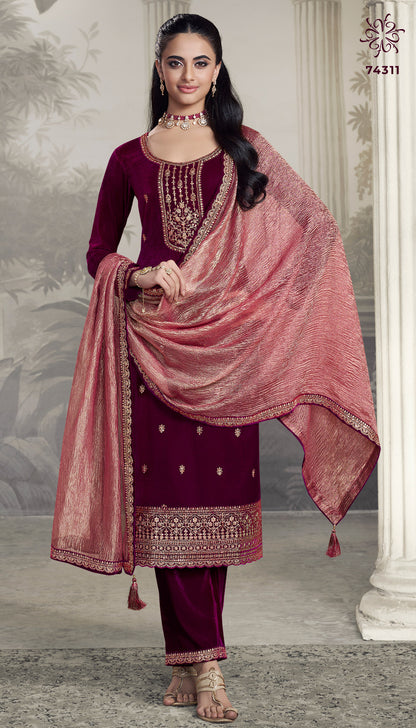 Vedanshi Vinay Fashion Llp Velvet Suits Wholesale Price